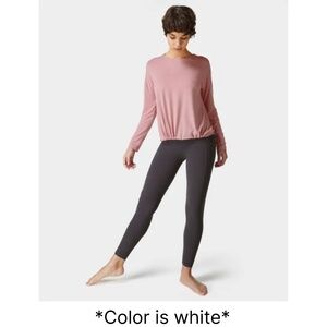 Sweaty Betty White Long Sleeve Open Back Top NWT